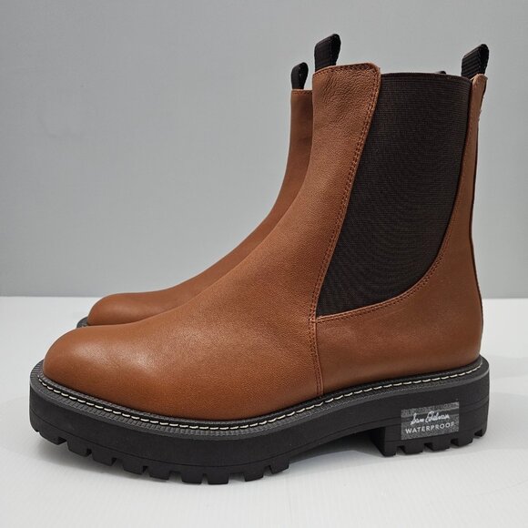 NEW Sam Edelman Laguna Ankle Bootie Waterproof Tawny Brown Leather Size 11 - Picture 1 of 12